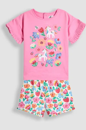 JoJo Maman Bébé Appliqué Frill T-Shirt & Shorts Set 2 Piece8692 cm