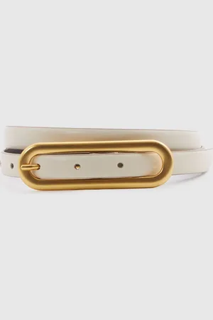 Reiss Chaya Thin Leather Elongated Buckle BeltL