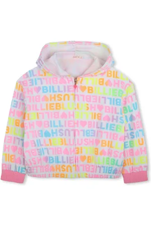 Billieblush Pink 100% Cotton All Over Logo Print Zip-Up Hoodie8 lat (128 cm)
