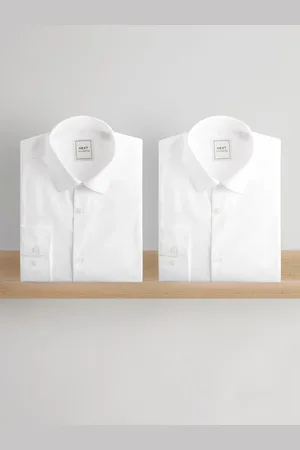 Next Easy Care Long Sleeve Single Cuff Shirts 2 Pack37cm R (UK 14.5 R)