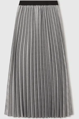 Reiss Nova Checked Pleated Midi Skirt46