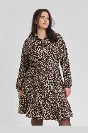 Simply Be Leopard Print Button Through Shirt Dress52