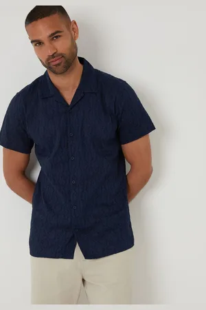 Threadbare 100% Cotton Pluck Textured Revere Collar Short Sleeve ShirtL