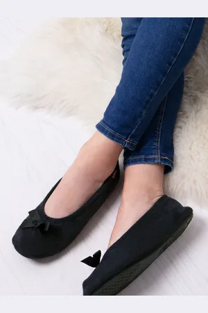 Totes Isotoner Terry Ballet Slippers With BowXL