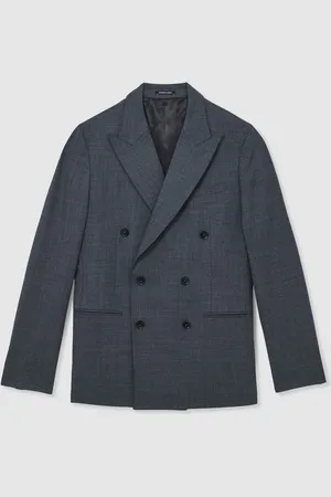Reiss Malibu Double-Breasted Sharkskin Wool-Blend Suit Blazer42 R