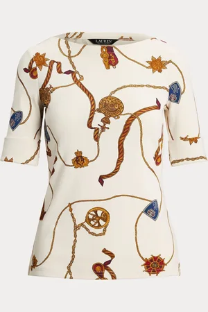 Ralph Lauren Judy Print Stretch Cotton Boatneck TopS
