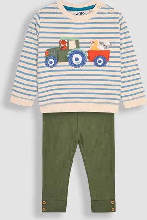 JoJo Maman Bébé Tractor Appliqué Sweatshirt & Leggings Set6268 cm