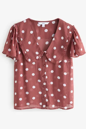 Next Peter Pan Collar Sheer Short Sleeve Blouse40