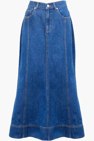 French Connection 100% Cotton Finley Denim Flare Midi Skirt42