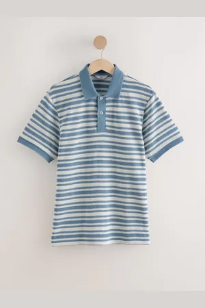 Next Textured Stripe Button Neck Polo Shirt2X-L