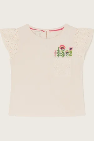 Monsoon Floral Pocket Broderie 100% Cotton T-Shirt134140 cm