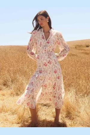 Forever New Jessie Button Down Midi Dress with a Touch of Linen36