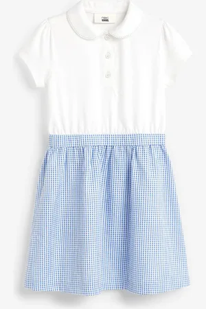 Next Sukienka szkolna ze spódnicą ze wzorem w kratę Gingham, w 100% z bawełny (3-14 lat)7 lat (122 cm)
