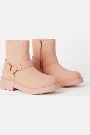 Lipsy London Heart Buckle Biker Faux Leather Flat Ankle BootsEU 34.5 (UK 2)