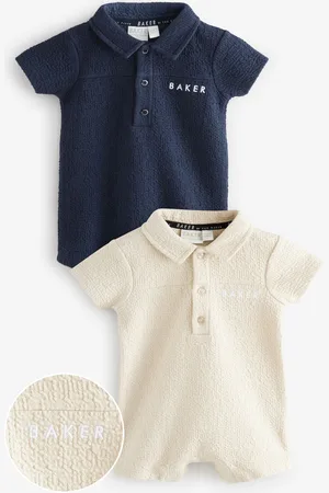 Ted Baker Navy/Stone Textured Rompers 2 Pack6268 cm