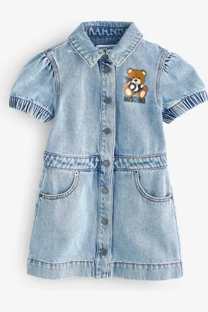Moschino Logo Denim Dress With Puff Sleeves110116 cm