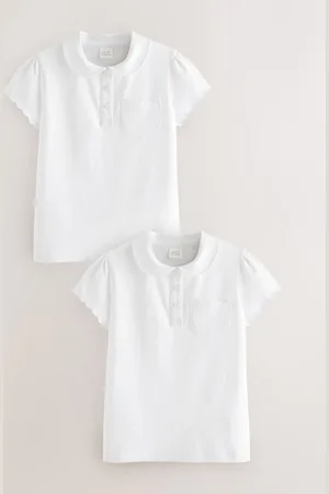 Next Cotton Rich Scallop Collar School Polo Tops 2 Pack (3-16yrs)11 lat (146 cm)