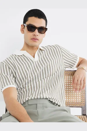 River Island Regular Fit Stripe Crochet Polo ShirtS