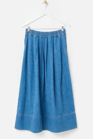 Oliver Bonas Denim Elasticated Pleated Midi Skirt40