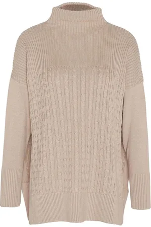 Barbour Sweter dzianinowy Guernsey z ozdobnymi przeszyciami i peleryną, w 100% z bawełnyL