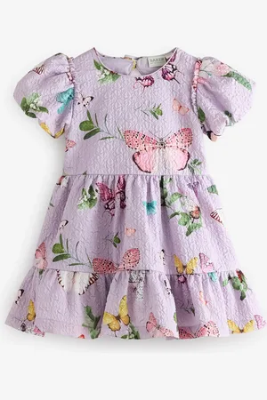 Ted Baker Purple Textured Floral Print Puff Sleeve Dress4
