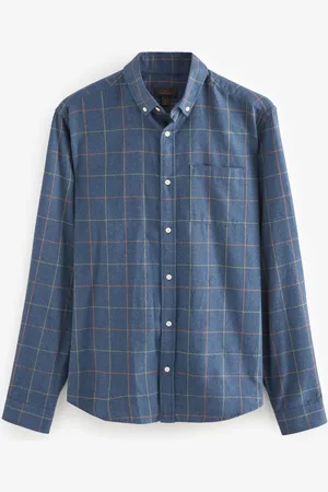 Next 100% Cotton Signature Brushed Flannel Check Long Sleeve Oxford ShirtL