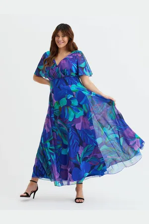 Scarlett & Jo Isabelle Blue Angel Sleeve Maxi Dress54