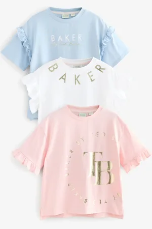 Ted Baker Frill Detail 100% Cotton T-Shirts 3 Pack140146 cm