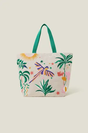 Accessorize Embroidered Parrot Large Tote BagJeden