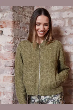 Threadbare Zip Up Cable Knit Bomber Jacket38