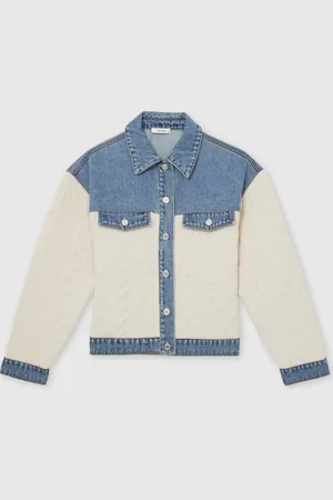Reiss Anna Quilted Colour Block Denim JacketXL