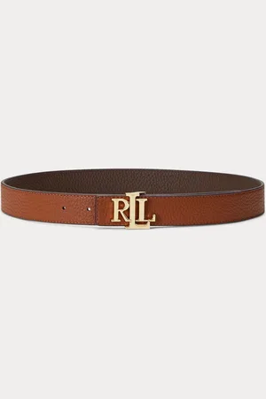 Ralph Lauren Logo Reversible Pebbled Leather BeltL