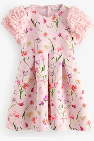 Ted Baker Pink 3D Sleeve Floral Print Scuba Dress10 lat (140 cm)