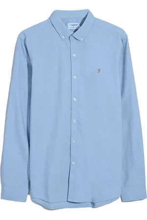 Farah Steen Long Sleeve 100% Organic Cotton Shirt in Hazelnut MarlL