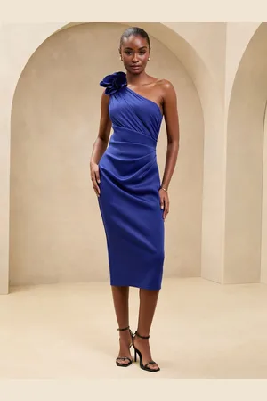 Lipsy London One Shoulder Flower Corsage Midi Bodycon Dress44