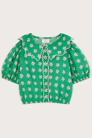 Monsoon Floral Print Puff Sleeve Collared Blouse146152 cm