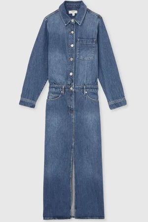 Reiss Terra Denim Button-Through Midi Dress44