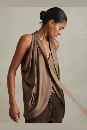 Reiss Luisa Draped Tie Neck TopL