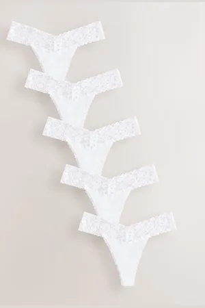 Next Floral Print Lace Knickers 5 PackEU 42 (UK 14)