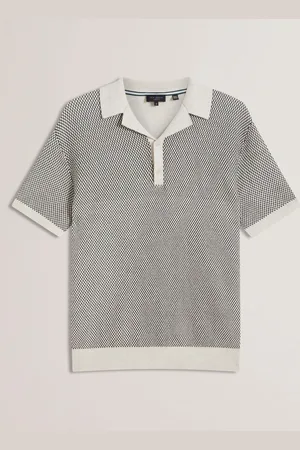 Ted Baker Small Gregry Short Sleeve Stitch Knitted 100% Cotton Polo ShirtL