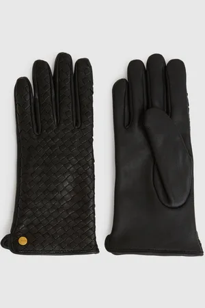 Reiss Giana Woven Leather GlovesM-L