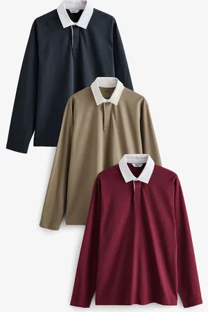 Next Long Sleeve Rugby 100% Cotton Shirts 3 Pack3XL