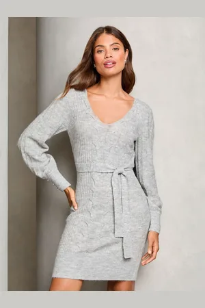 Lipsy London V Neck Cable Knitted Dress36