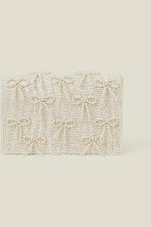 Accessorize Bridal Pearl Bow Clutch BagJeden