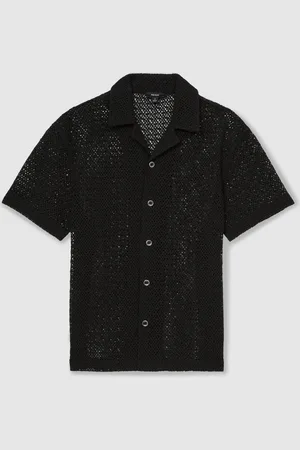 Reiss Sterling Crochet Cuban-Collar ShirtXL