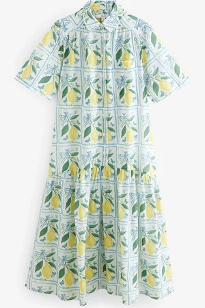 Next Sukienka koszulowa maxi z krótkim rękawem, niską talią, 100% bawełny44