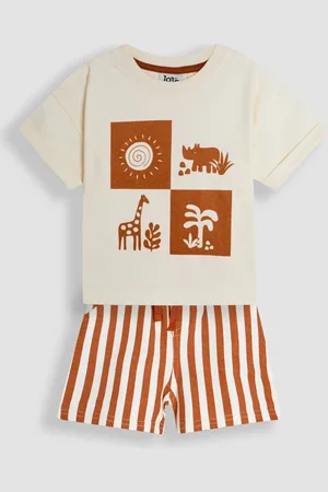 JoJo Maman Bébé 2 Piece 100% Cotton T-Shirt & Stripe Shorts Set6