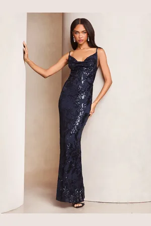 Lipsy London Sequin Floral Print Cowl Cami Maxi Dress44