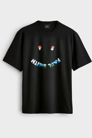 Paul Smith Smiley Face Graphic 100% Organic Cotton Black T-ShirtL