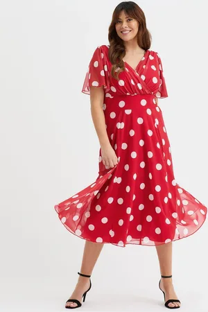 Scarlett & Jo Victoria Spot Angel Sleeve Mesh Midi Long Dress46